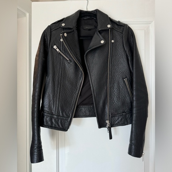 Aritzia Mackage Rumer Pebbled Real Leather Jacket Black(size xxs) - Picture 4 of 10
